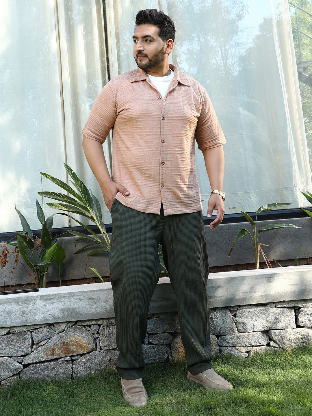 Trough-Knit Polo Shirt