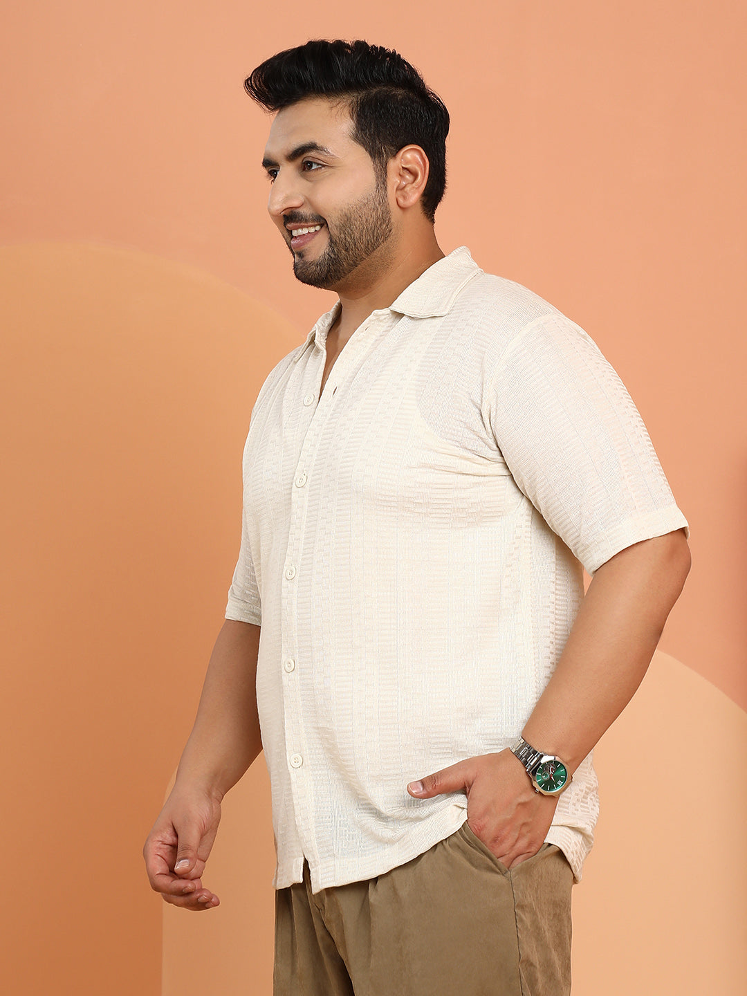 Dash-Ribbed Knit Polo Shirt
