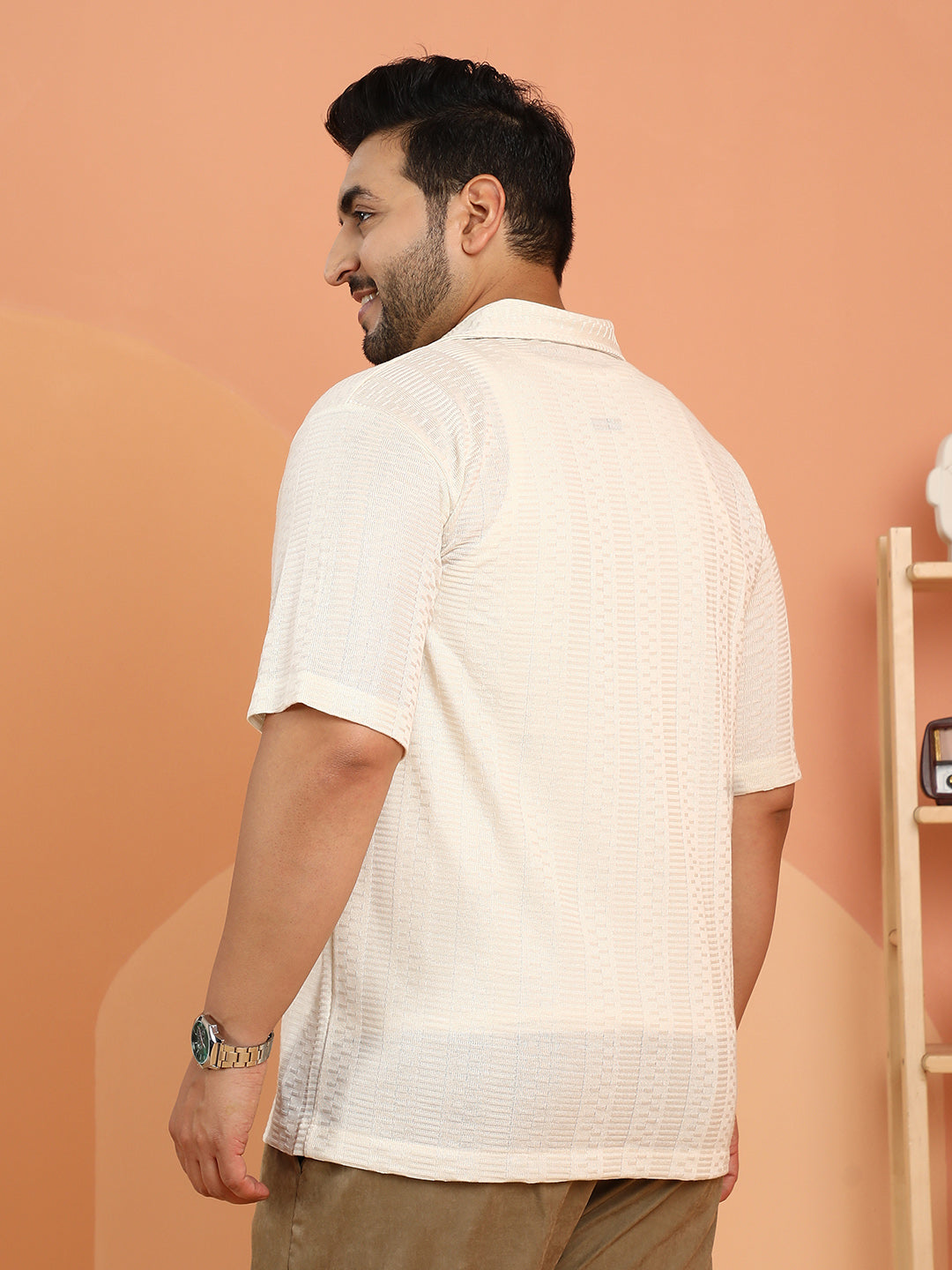 Dash-Ribbed Knit Polo Shirt
