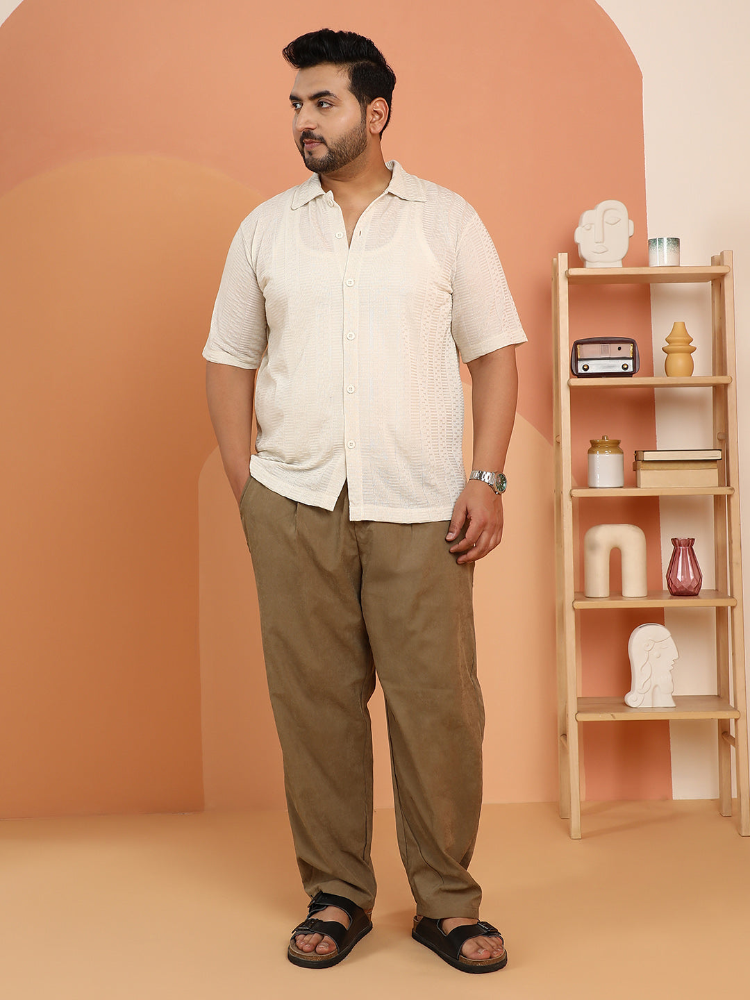 Dash-Ribbed Knit Polo Shirt