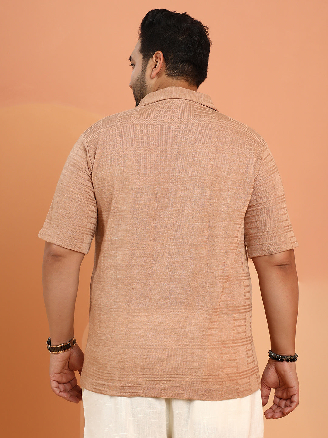 Dash-Ribbed Knit Polo Shirt