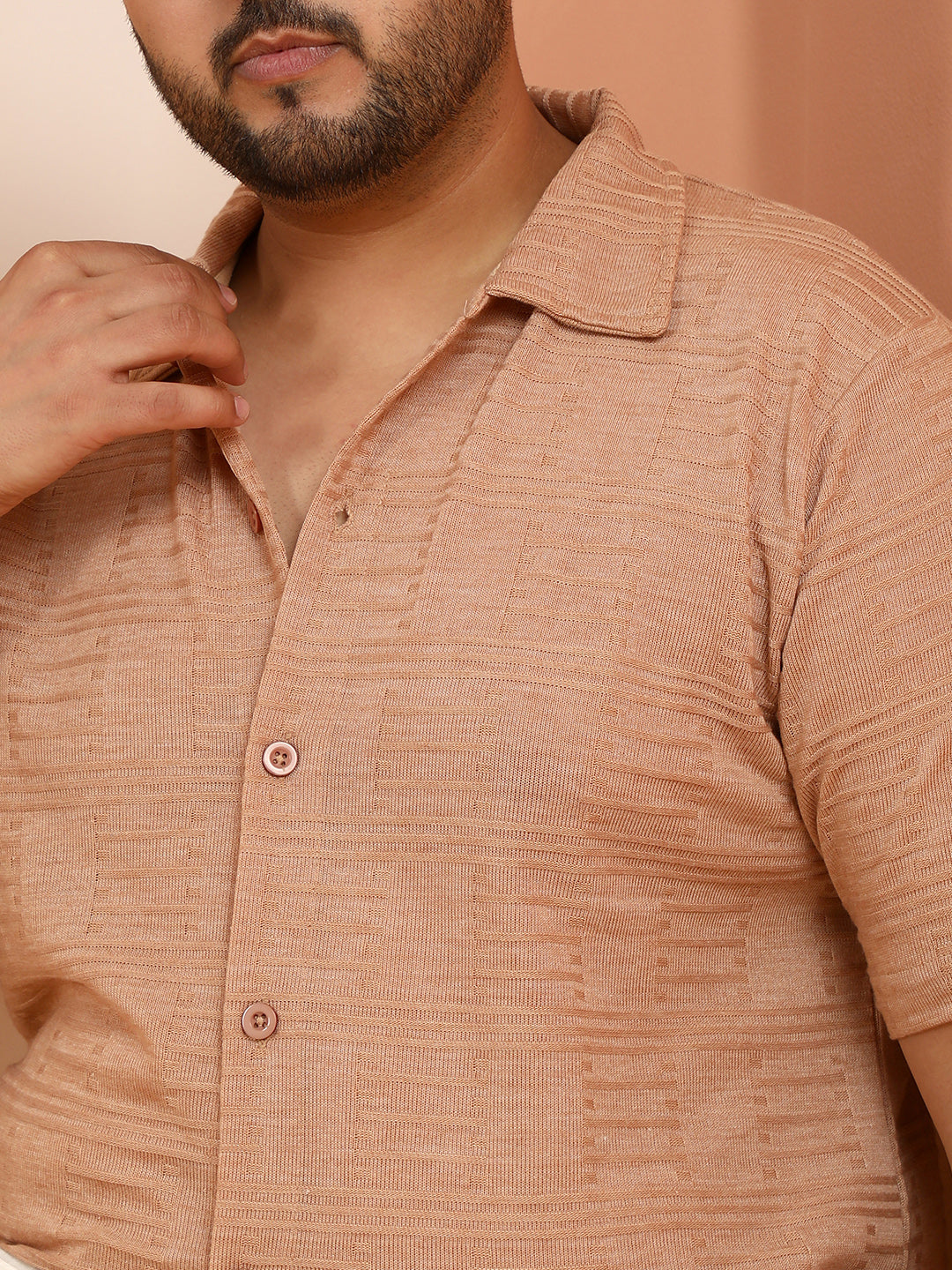 Dash-Ribbed Knit Polo Shirt