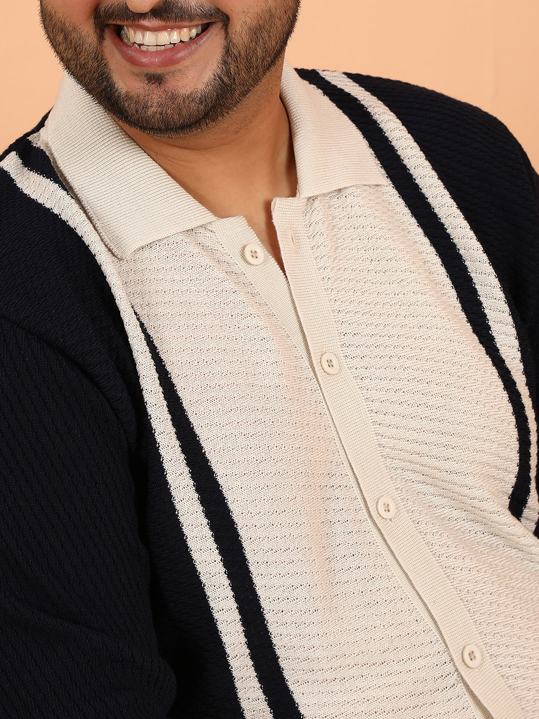 Contrast-Panel Knit Polo Shirt