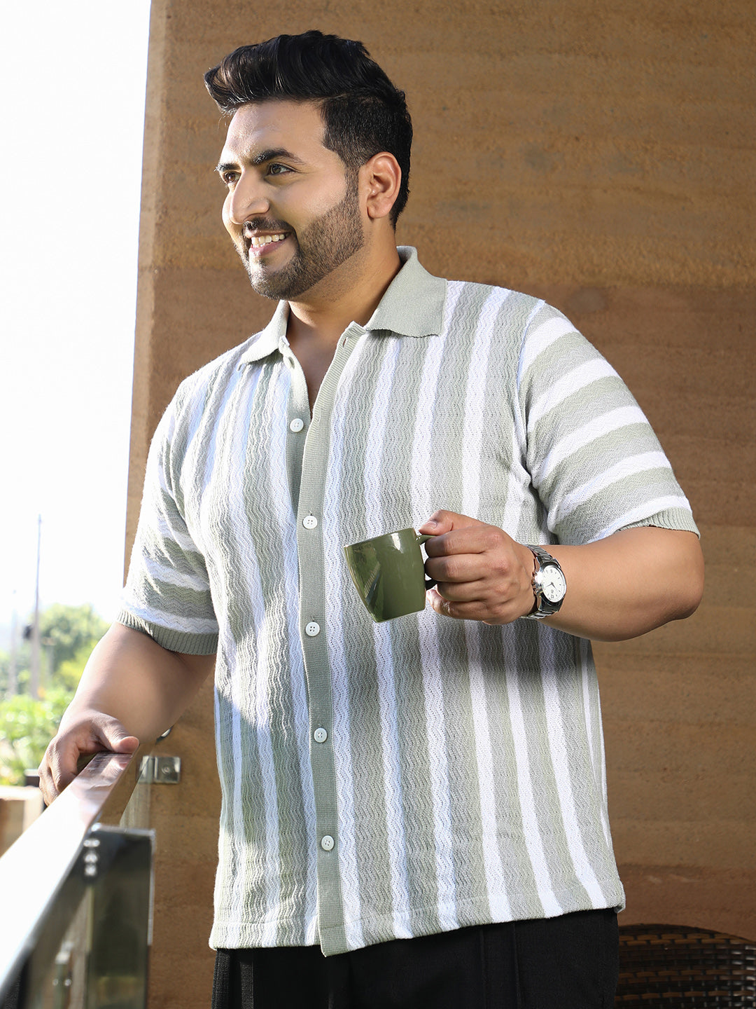 Panel-Knit Polo Shirt