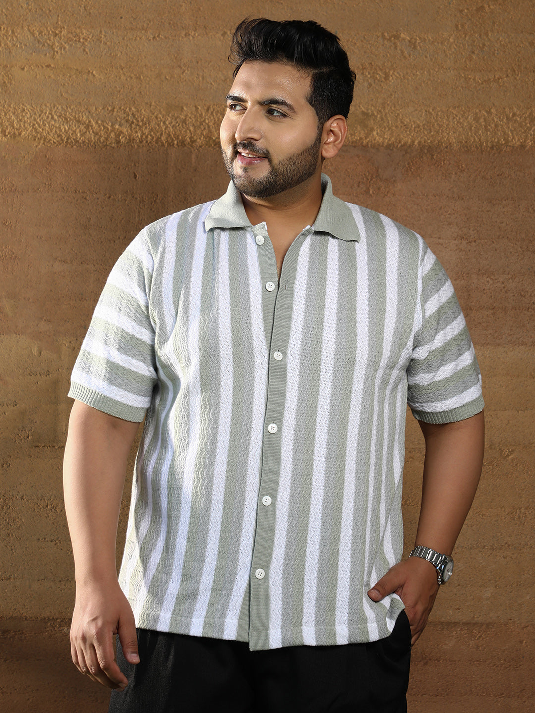 Panel-Knit Polo Shirt