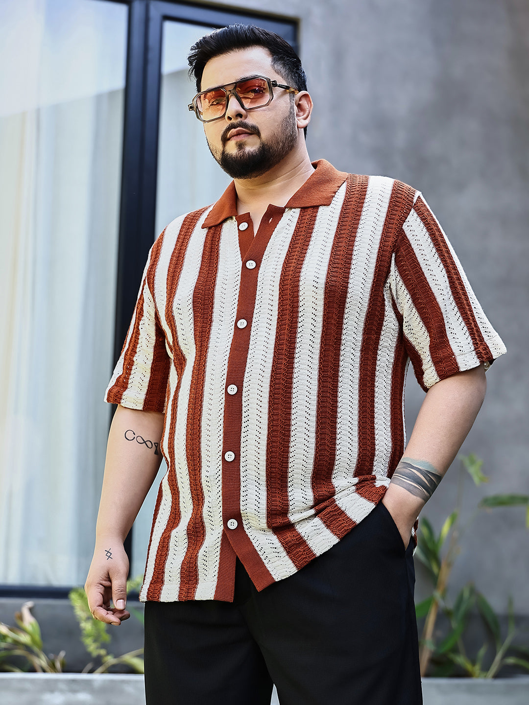 Panel-Knit Polo Shirt
