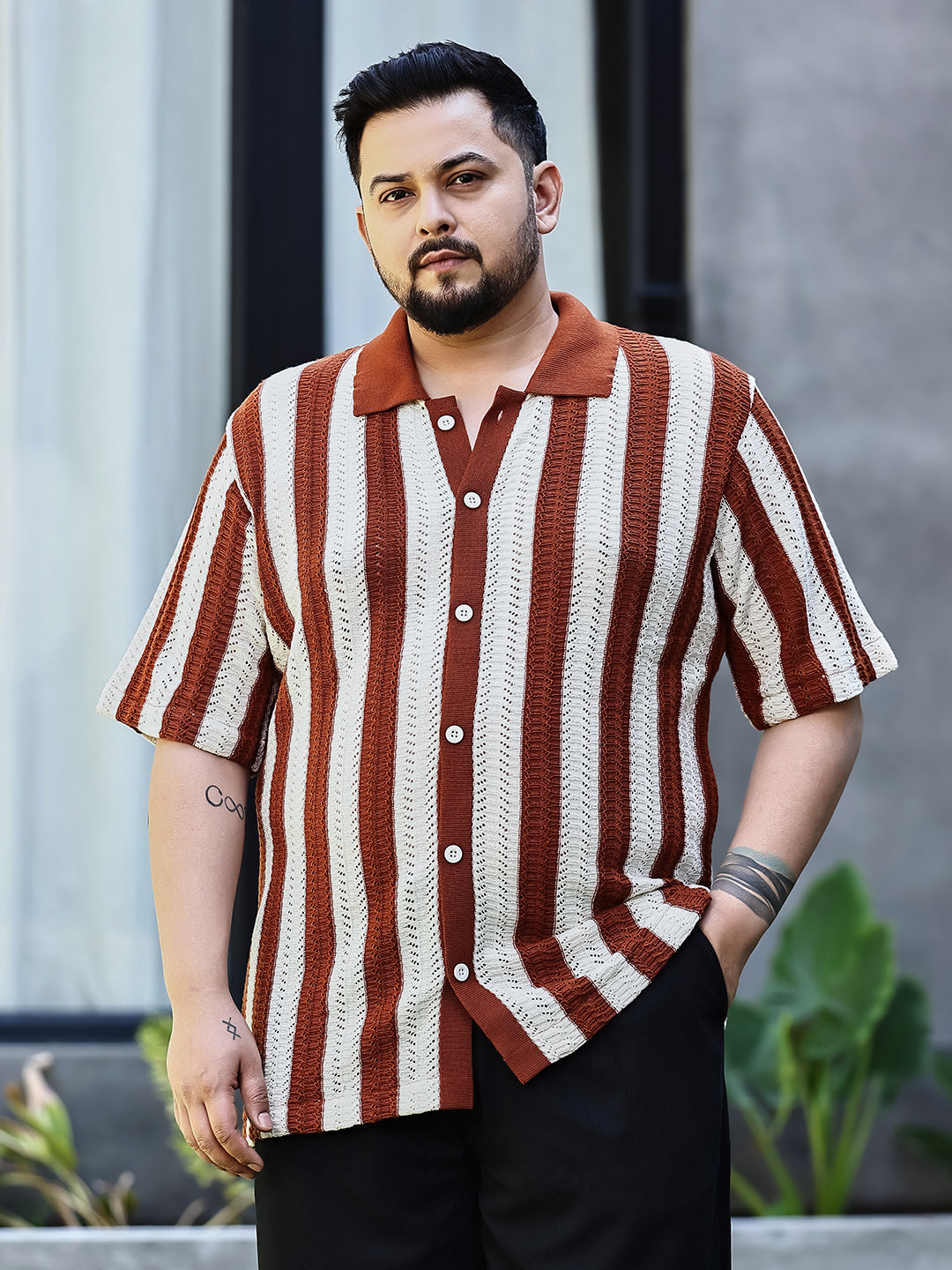 Panel-Knit Polo Shirt
