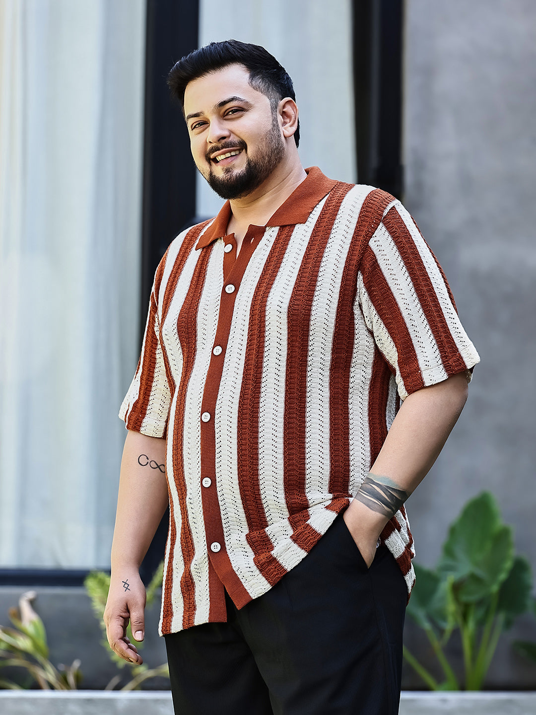 Panel-Knit Polo Shirt