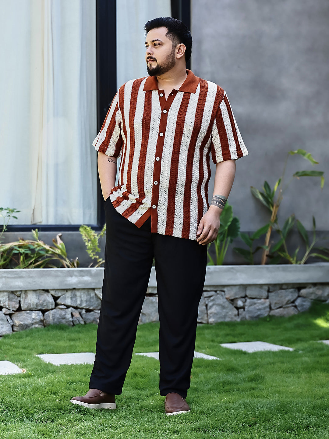 Panel-Knit Polo Shirt