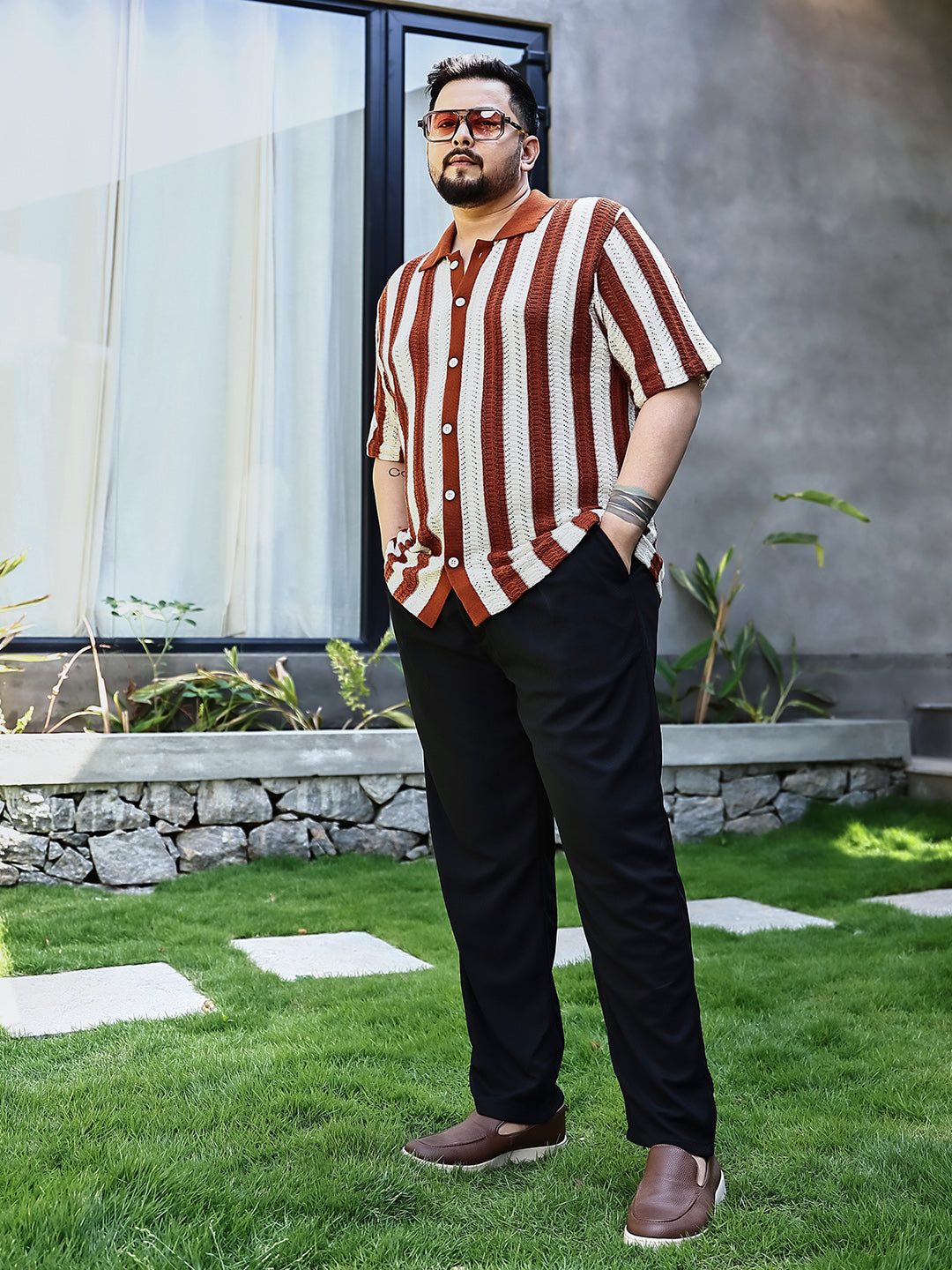 Panel-Knit Polo Shirt