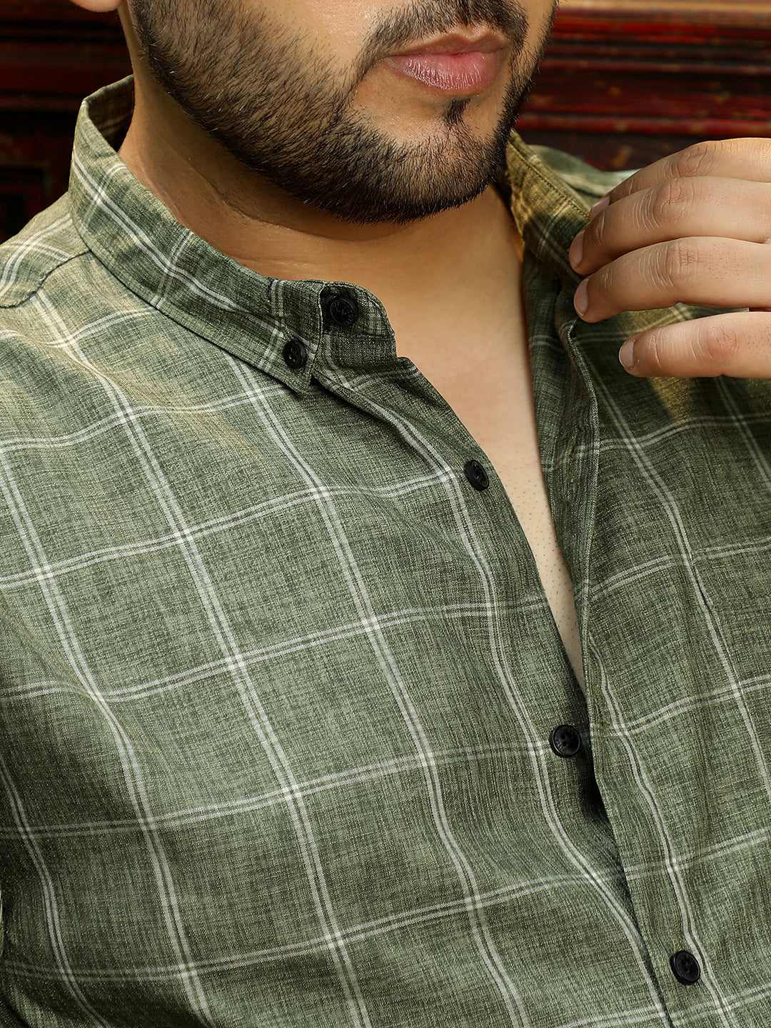 Olive Graph Check Shirt