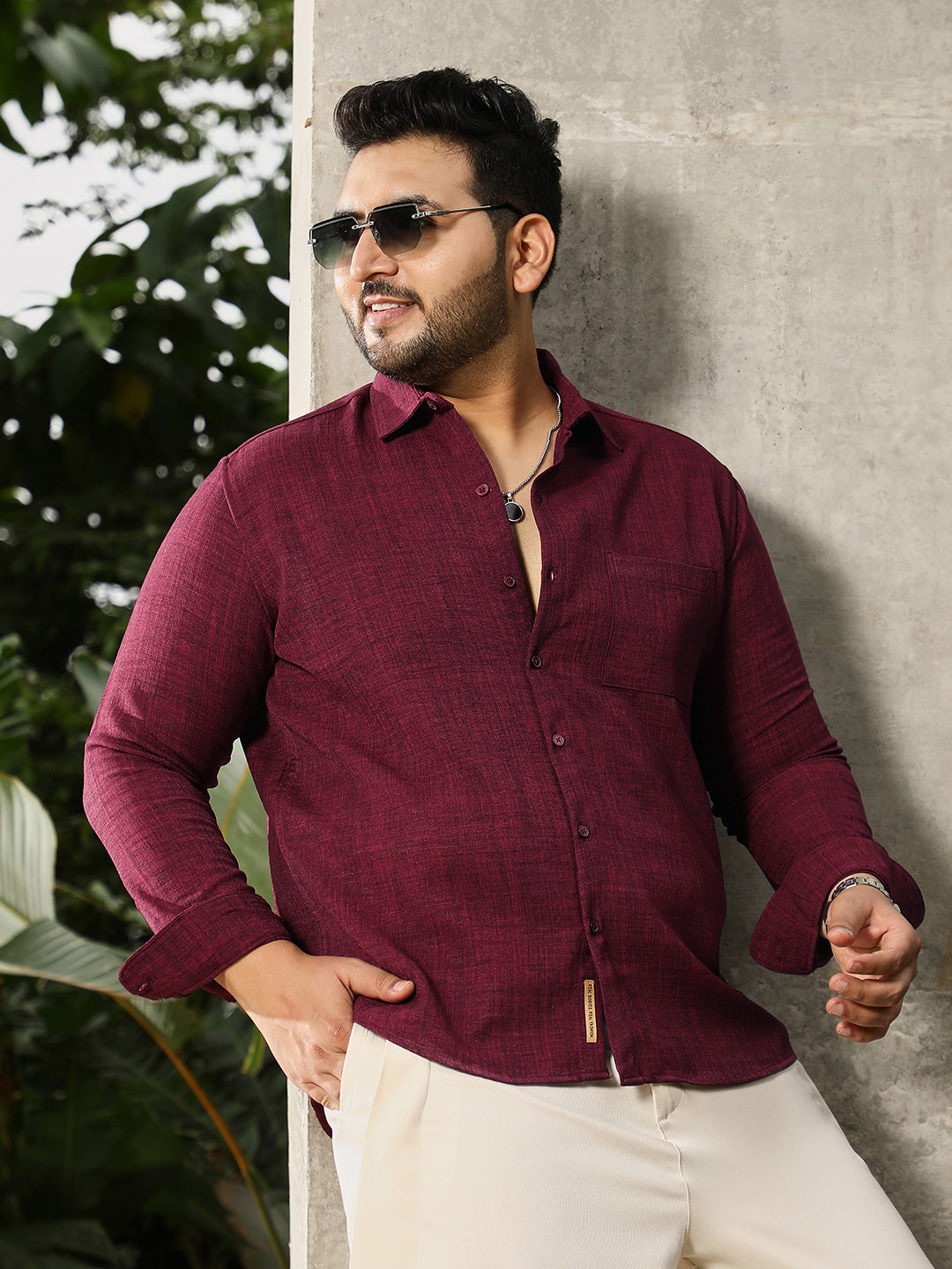 Heathered-Weave Regular Shirt