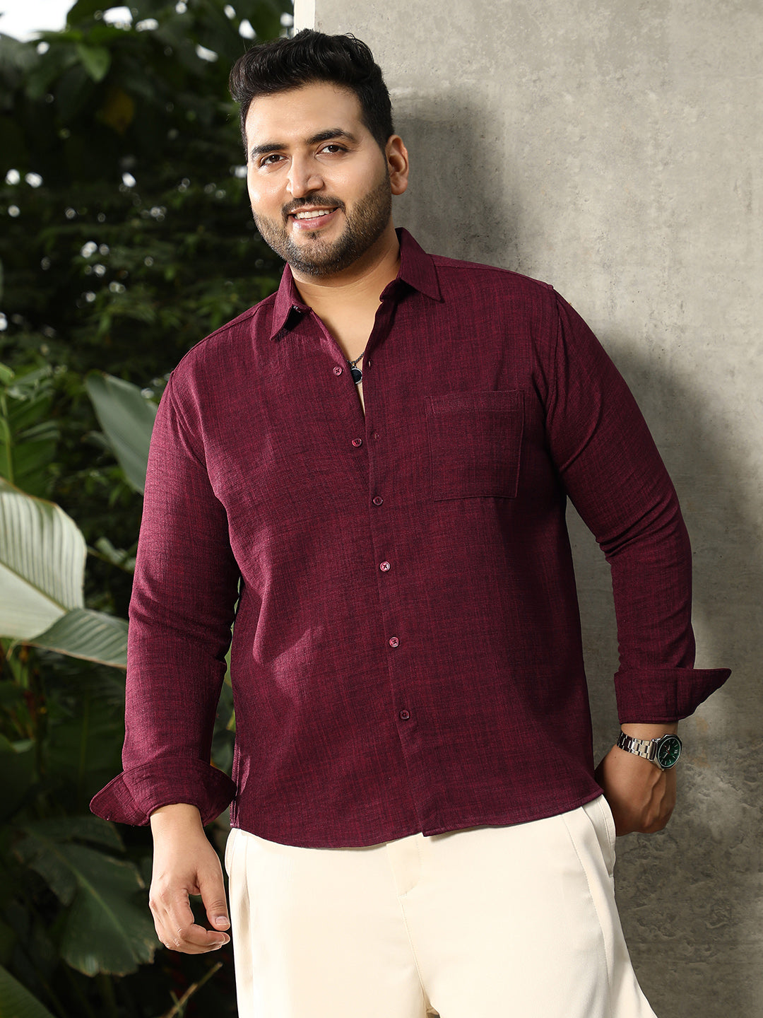 Heathered-Weave Regular Shirt