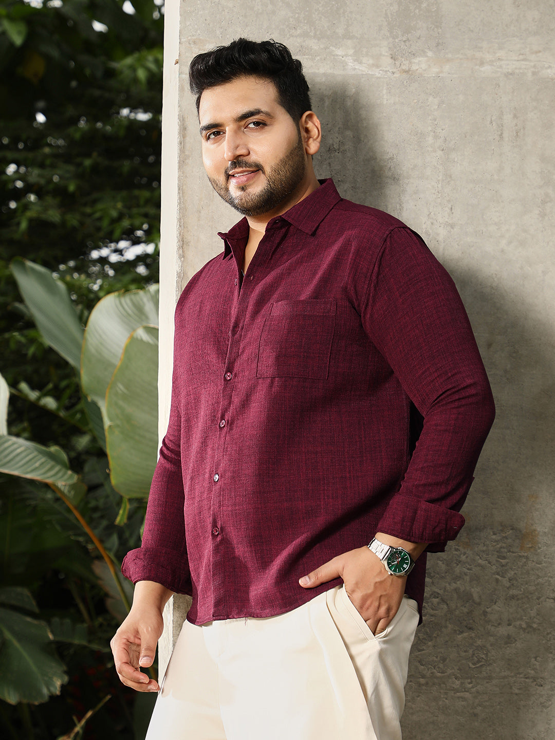 Heathered-Weave Regular Shirt