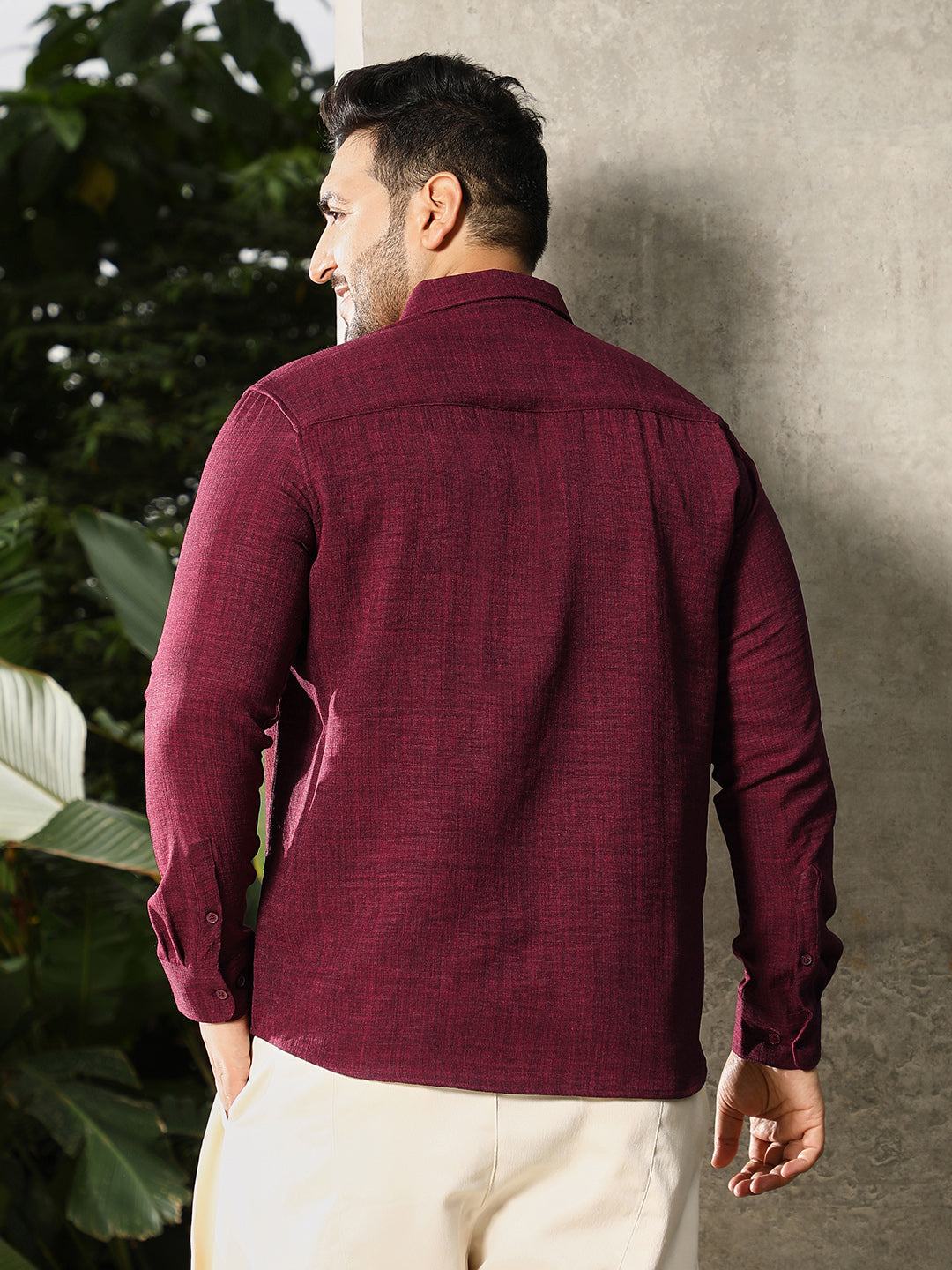 Heathered-Weave Regular Shirt