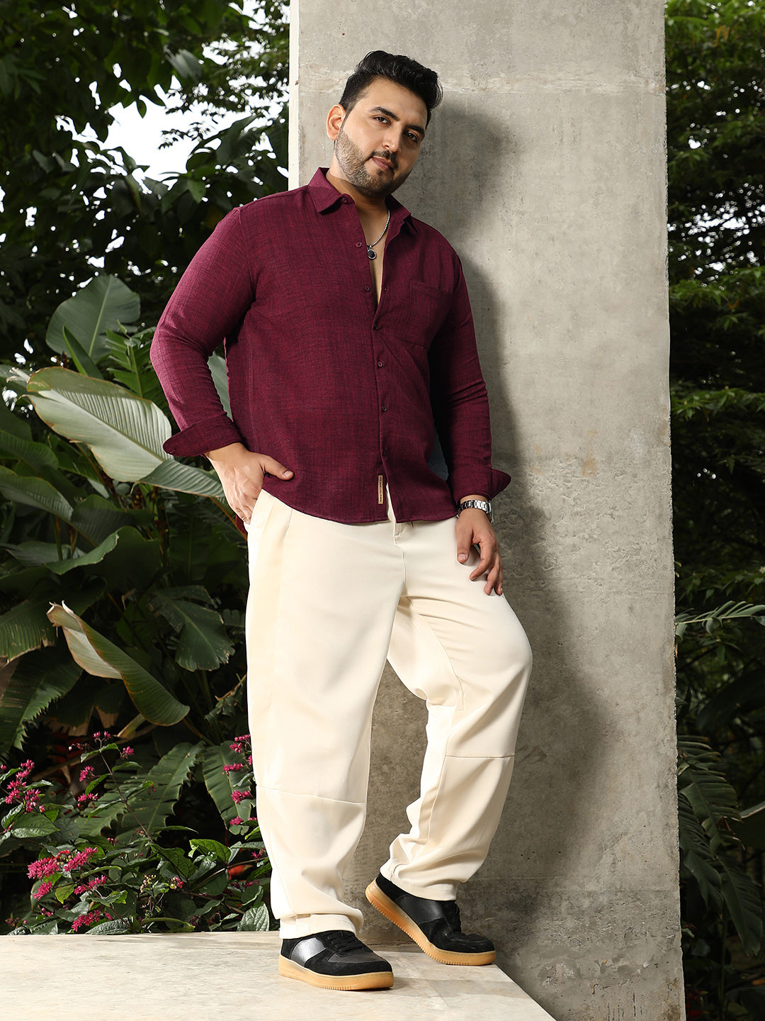 Heathered-Weave Regular Shirt