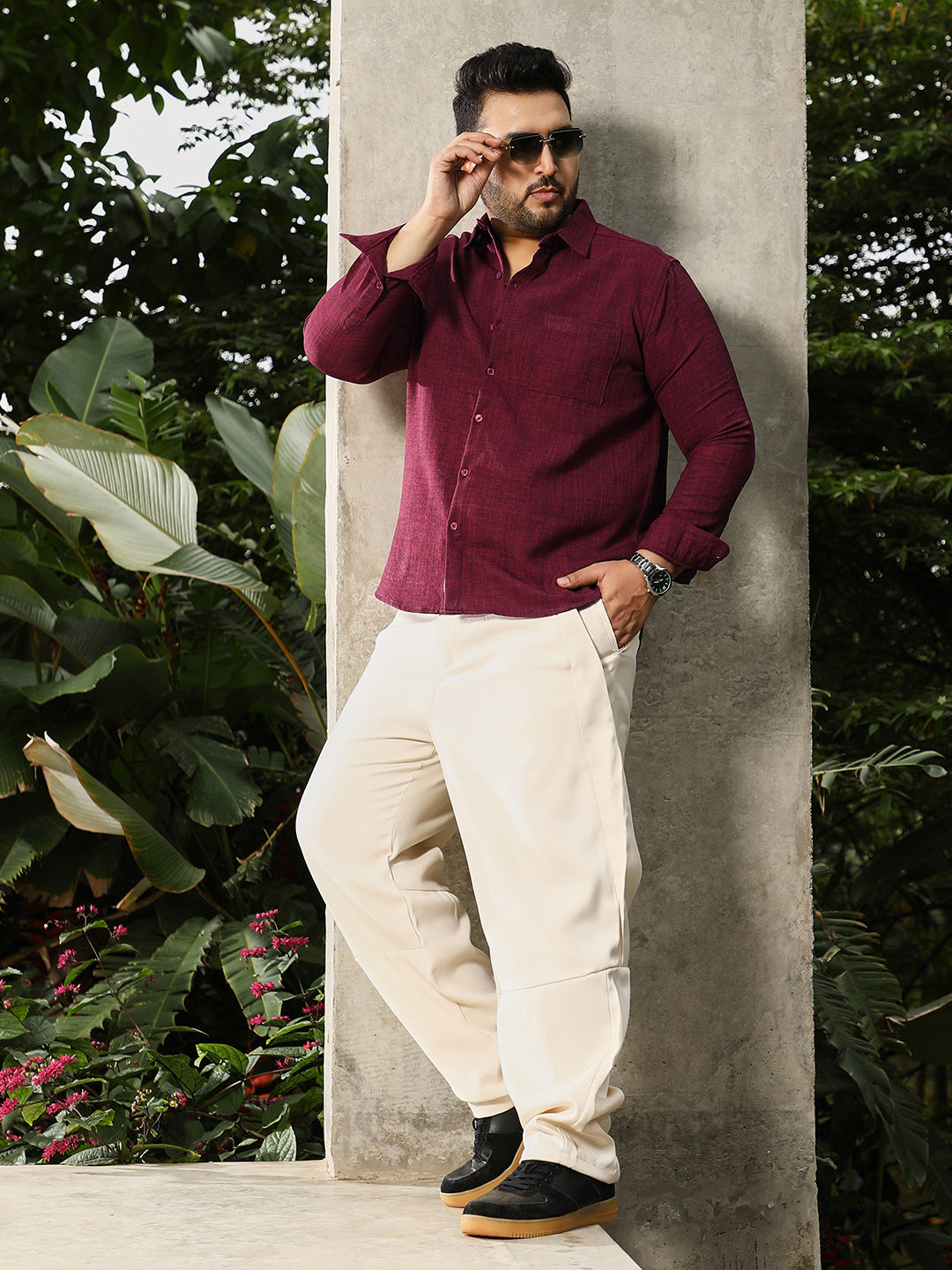 Heathered-Weave Regular Shirt