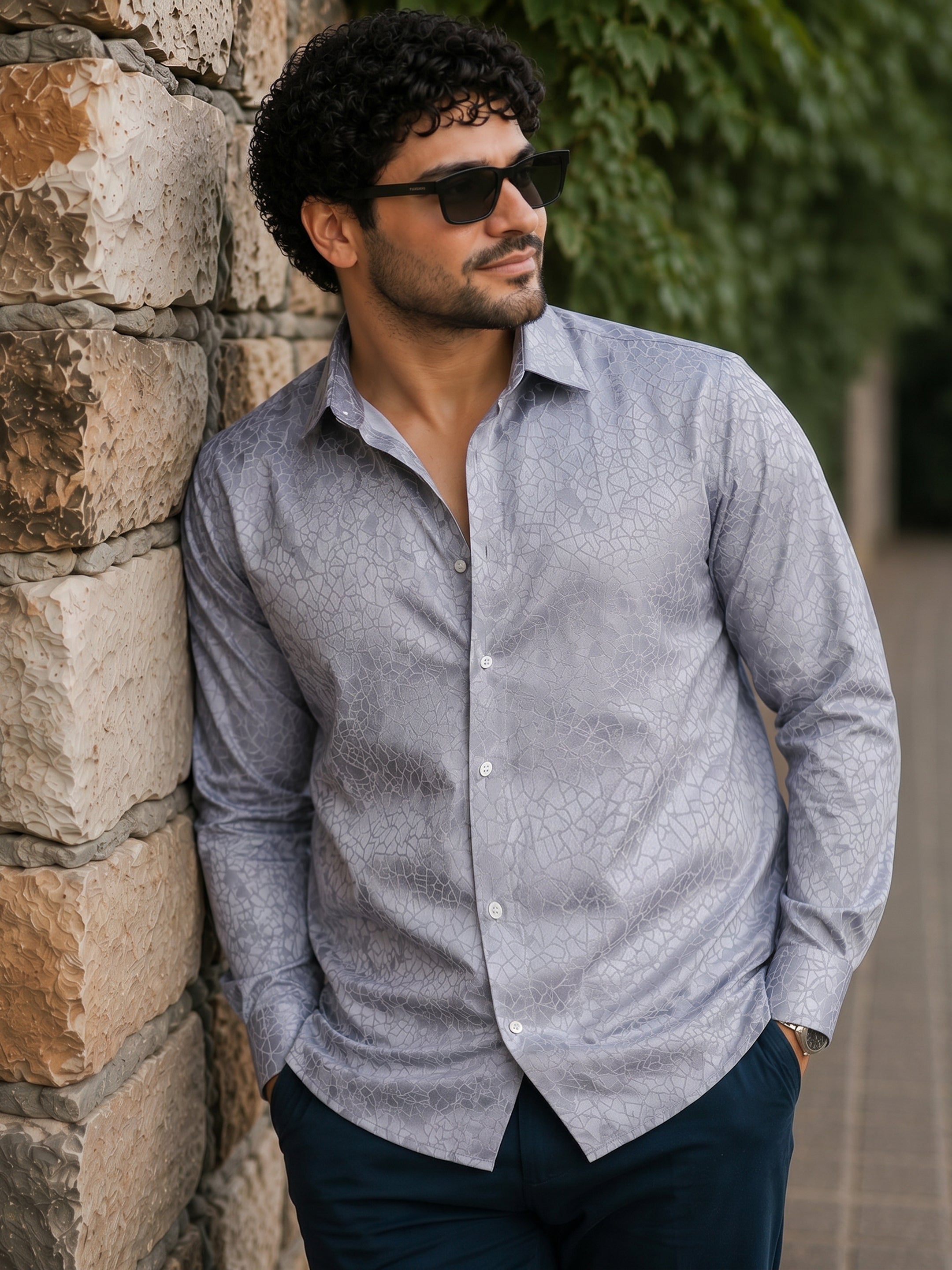 Satin Jacquard Knit Shirt
