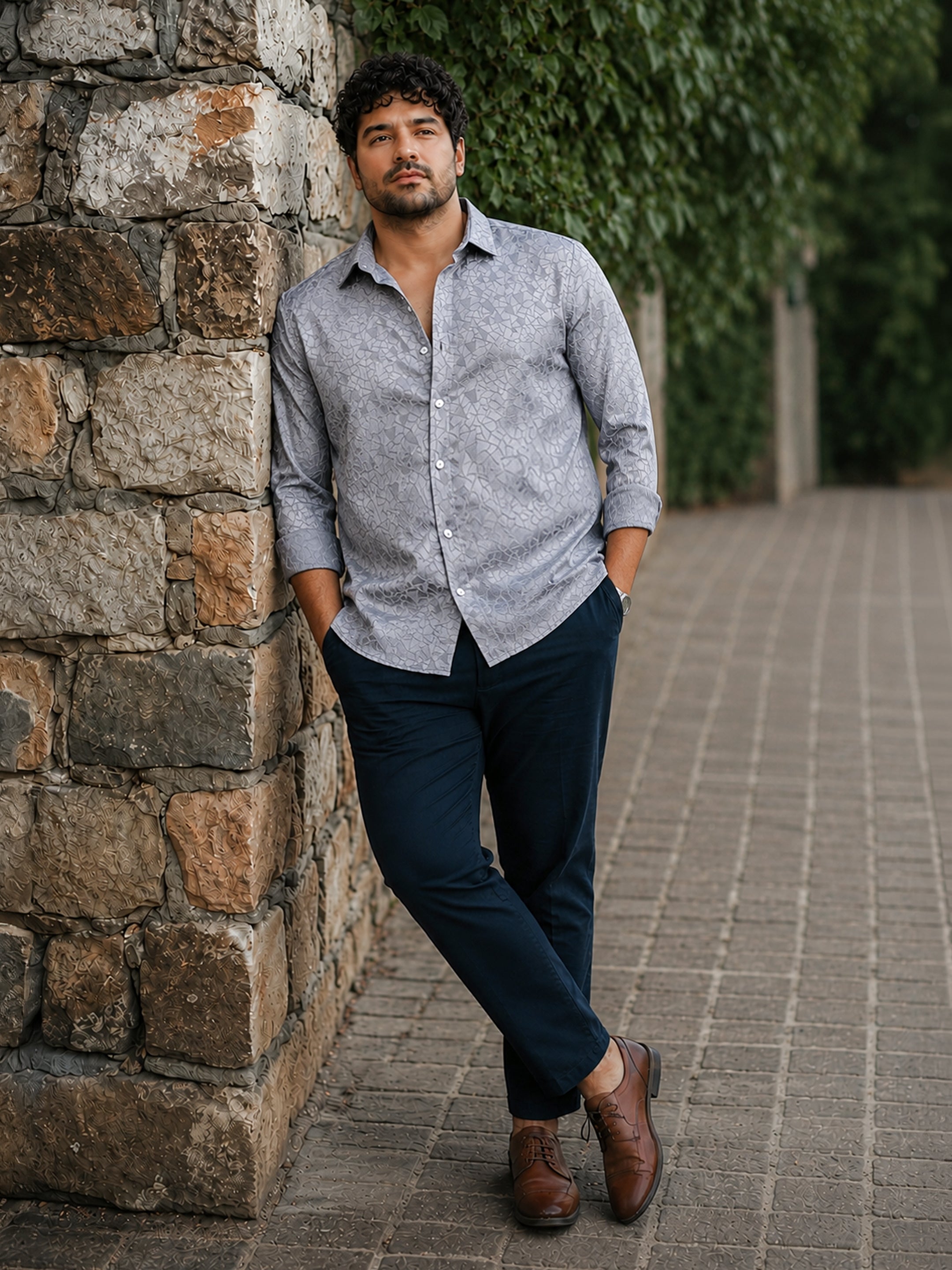 Satin Jacquard Knit Shirt