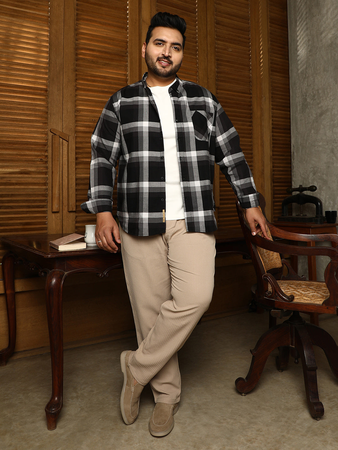 Pixelated-Check Relaxed Shirt