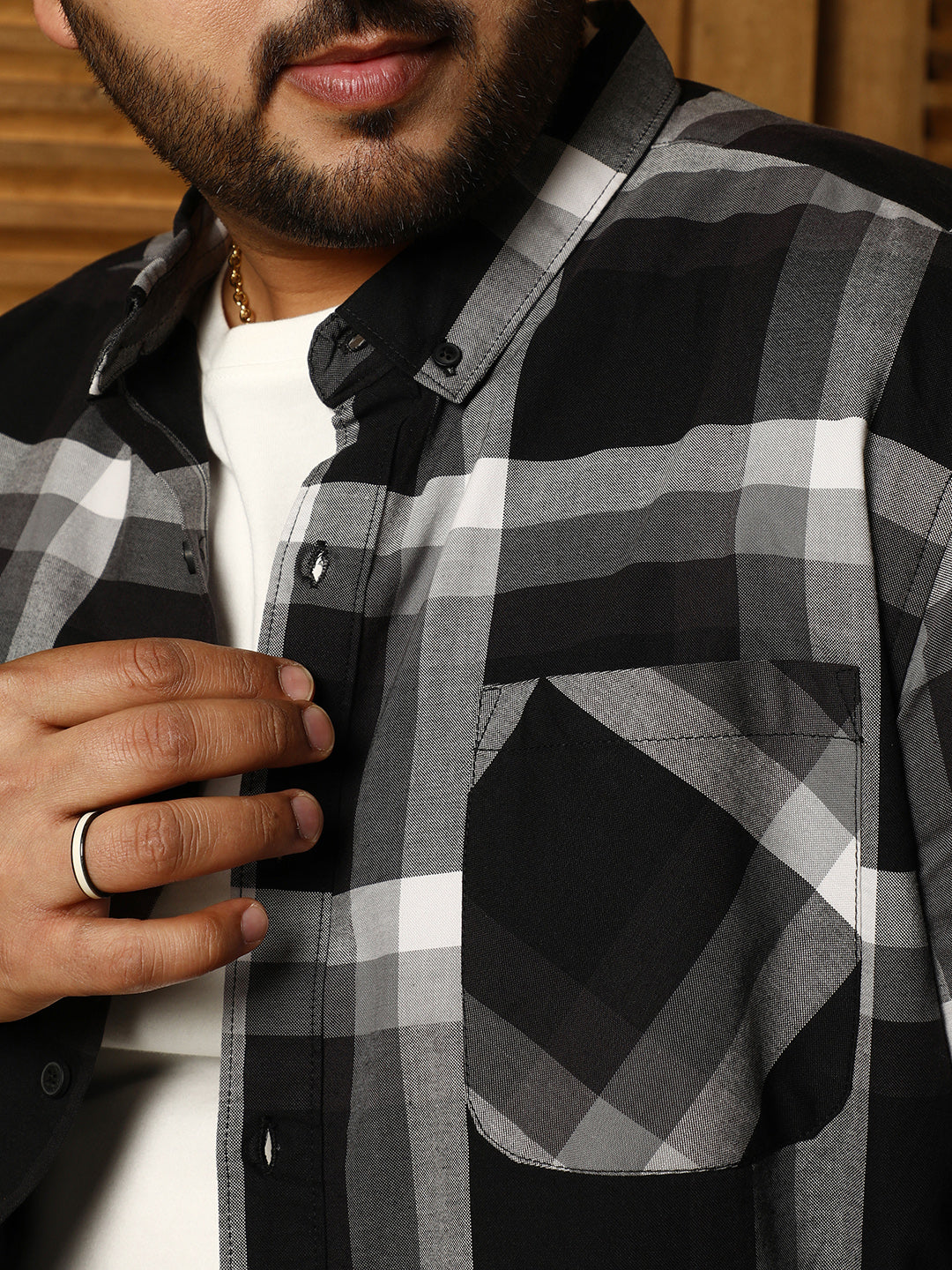 Pixelated-Check Relaxed Shirt