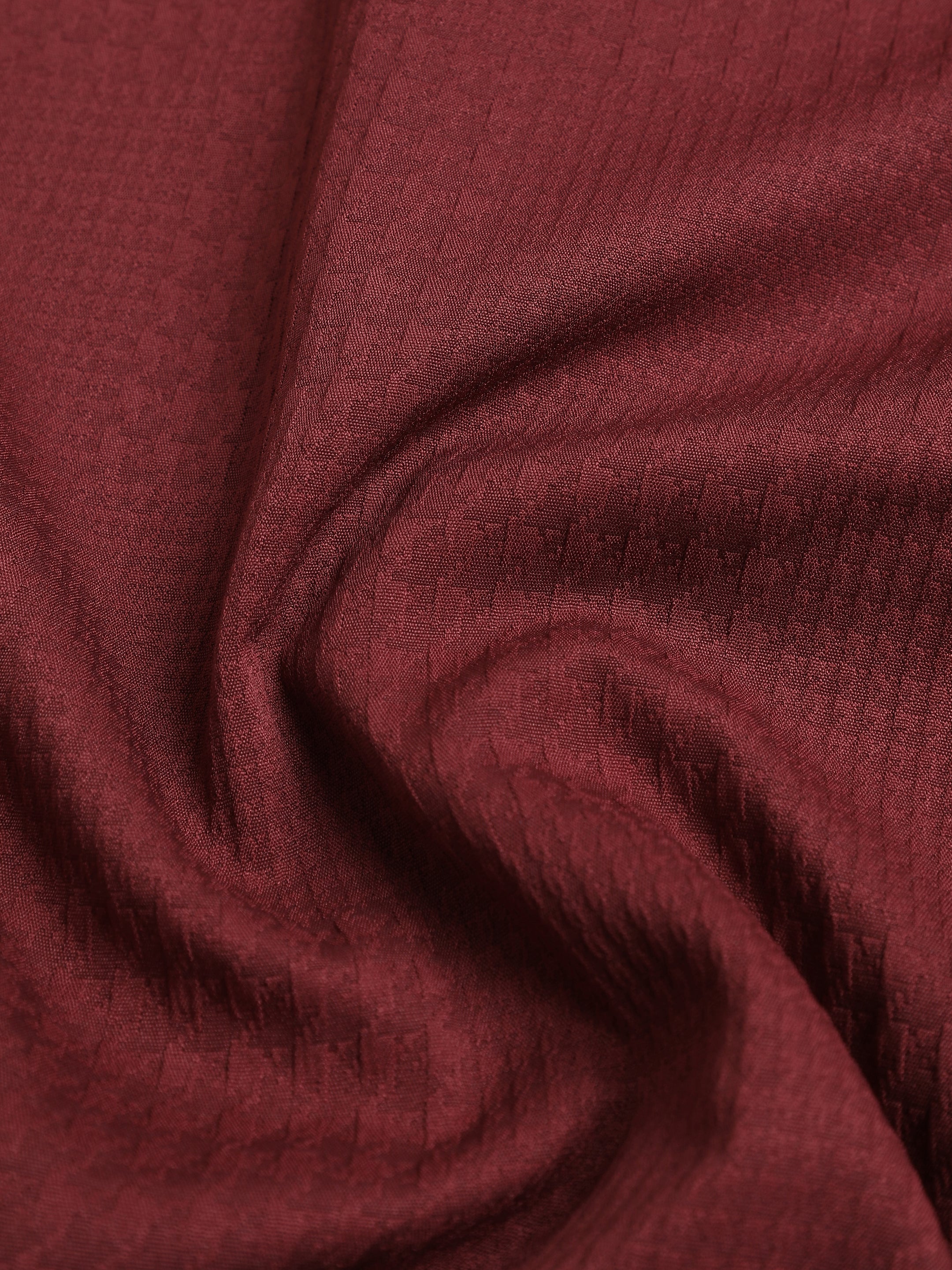 Instafab Plus Men's Maroon Houndstooth Jacquard Regular Fit Shirt - view 7