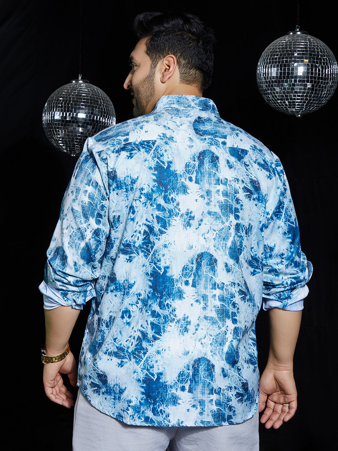 Striated-Contrast Regular Shirt