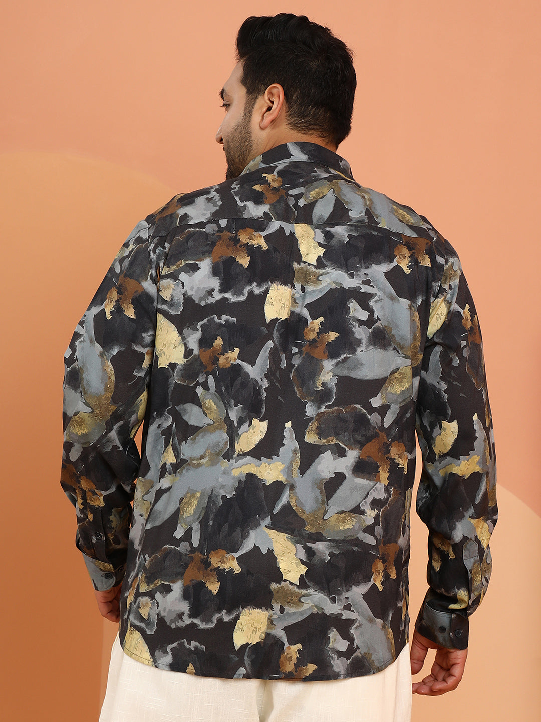 Metallic-Stained Floral Shirt