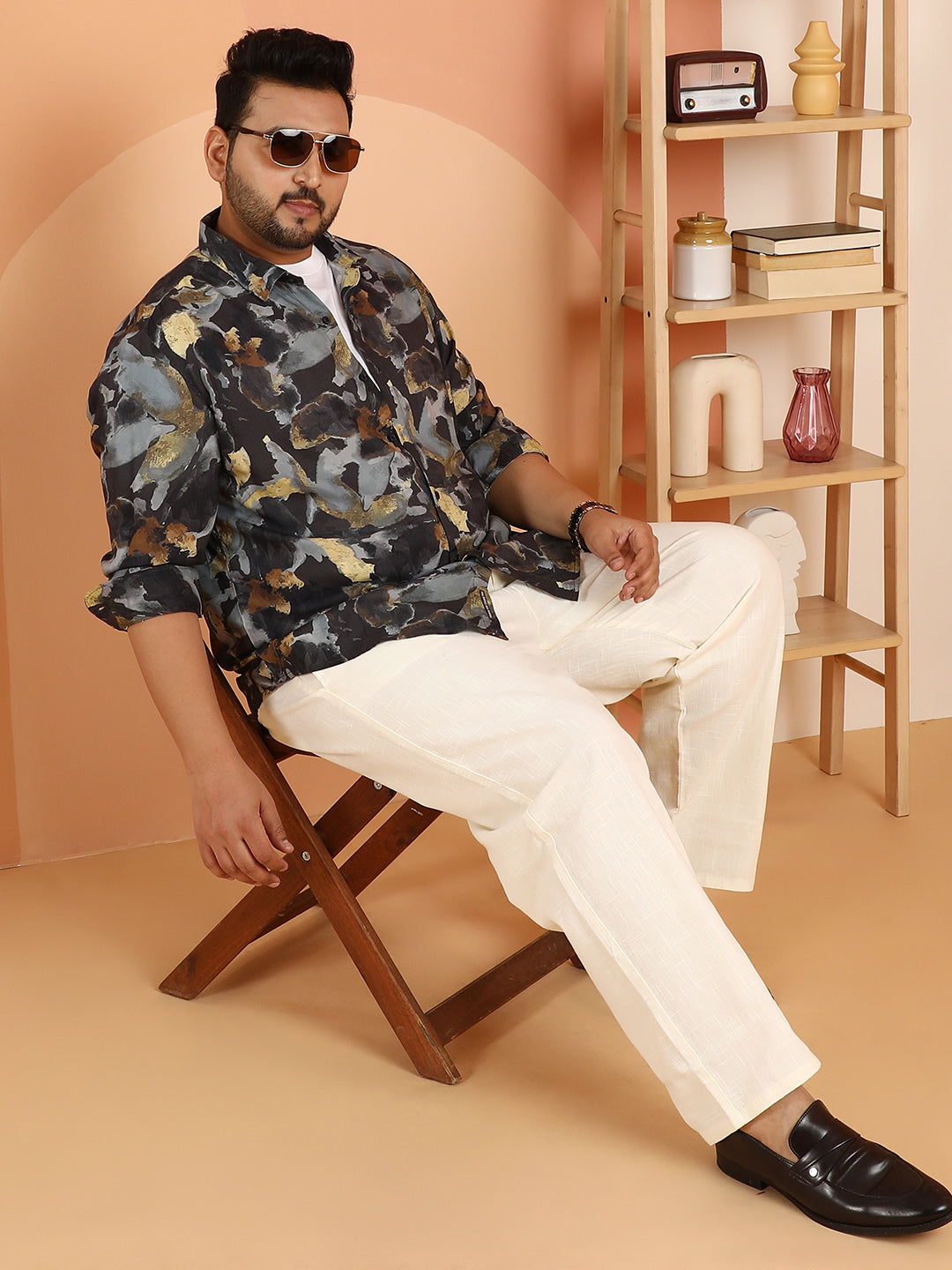 Metallic-Stained Floral Shirt