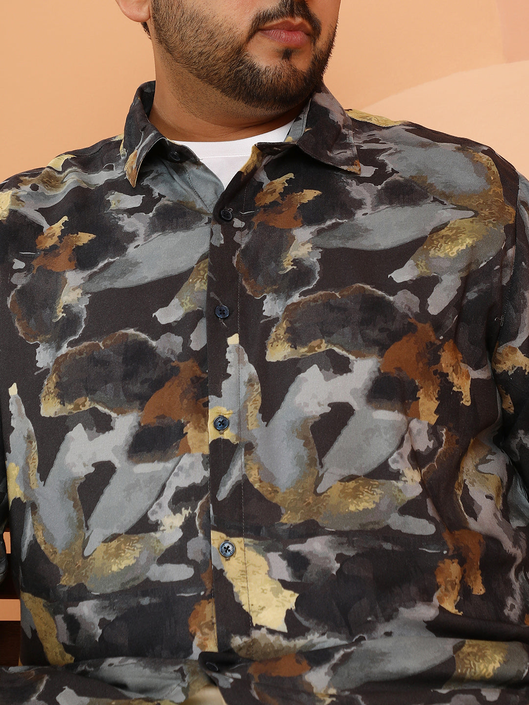 Metallic-Stained Floral Shirt