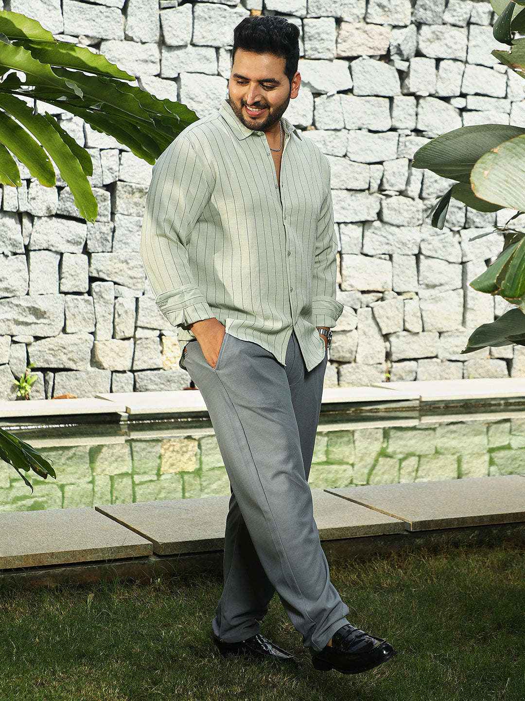 Unbalanced-Pinstripe Shirt