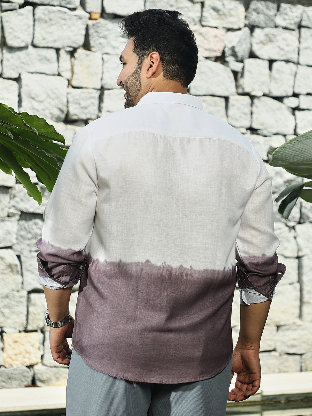 Ombre-Plunge Regular Shirt
