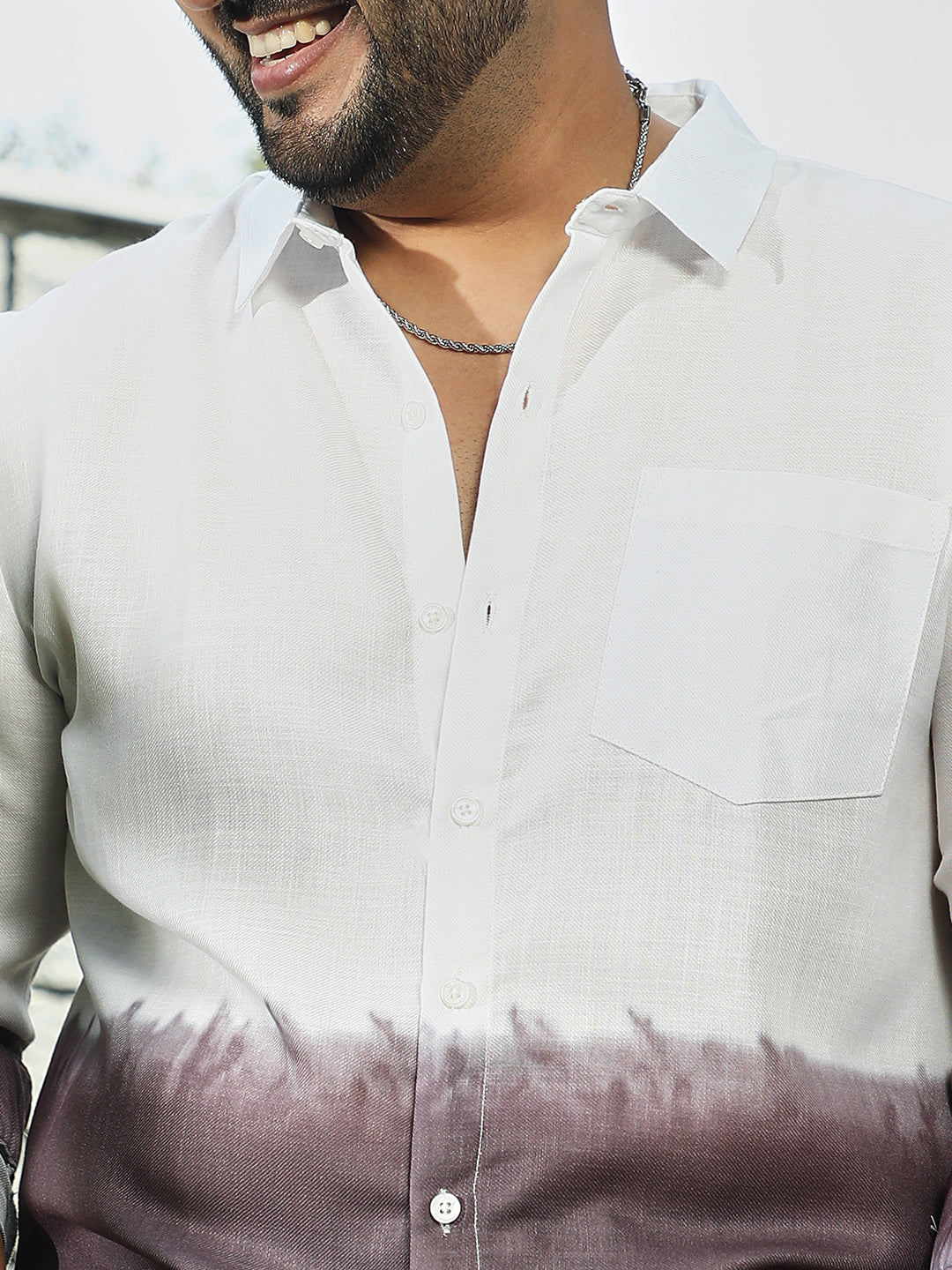 Ombre-Plunge Regular Shirt