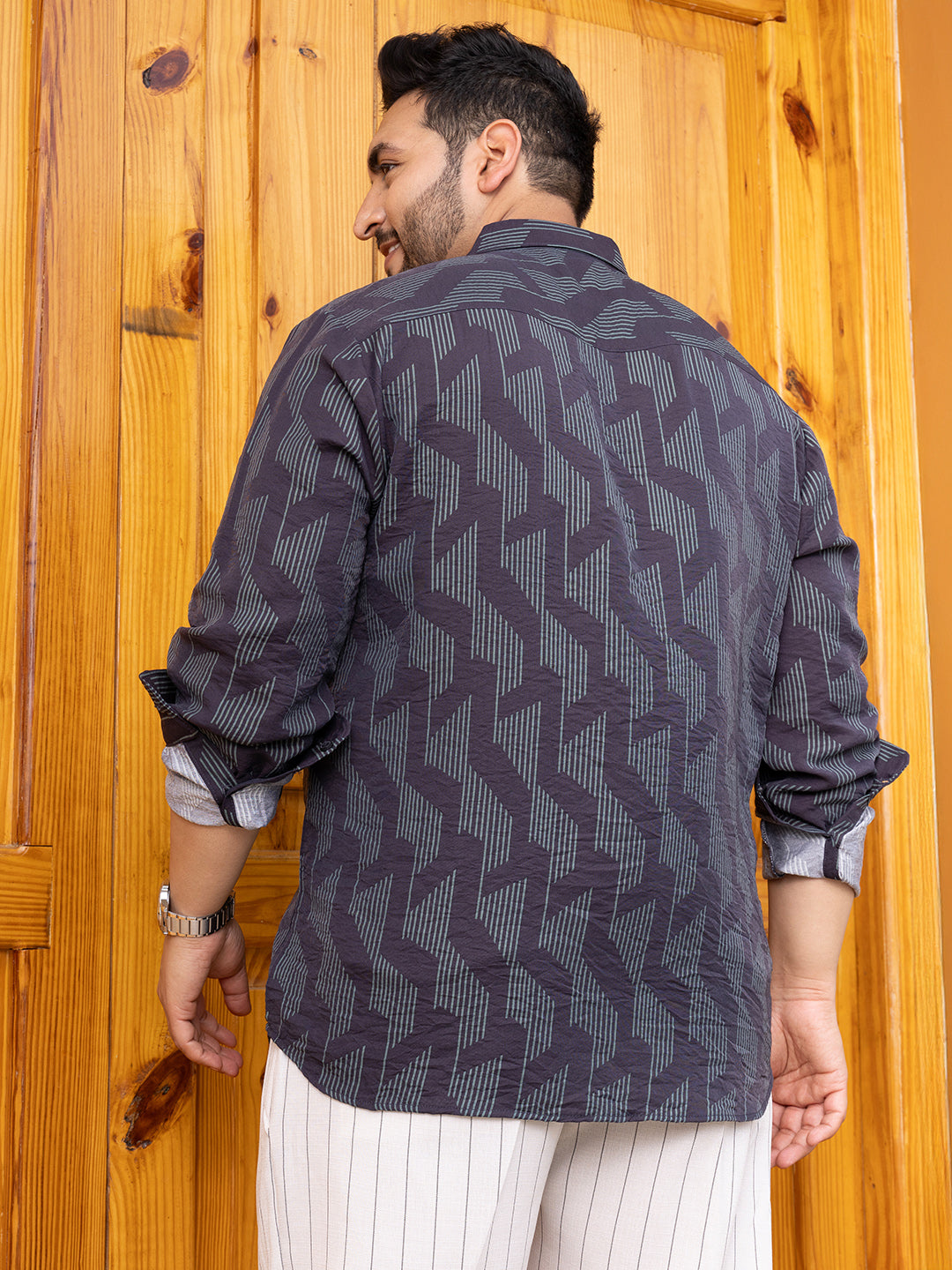 Pinstriped-Track Regular Shirt