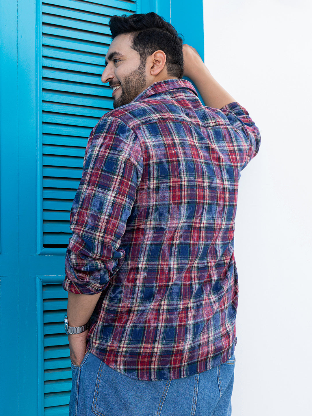 Dark-Plaid Relaxed Shirt