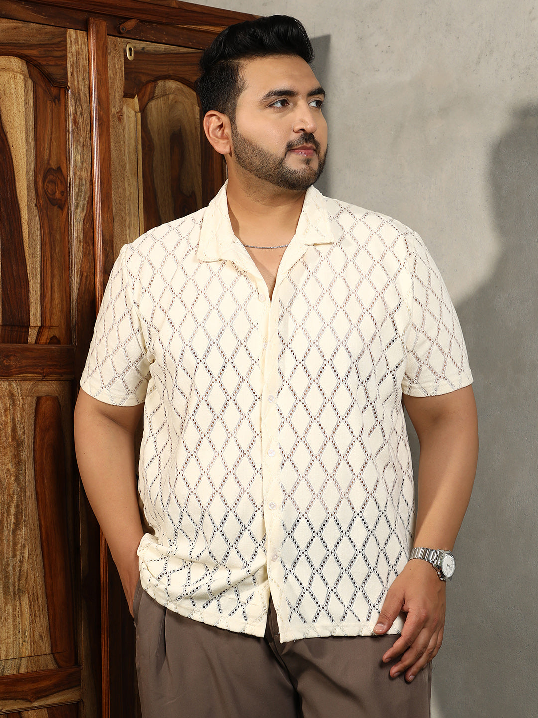 Argyle-Crochet Resort Shirt