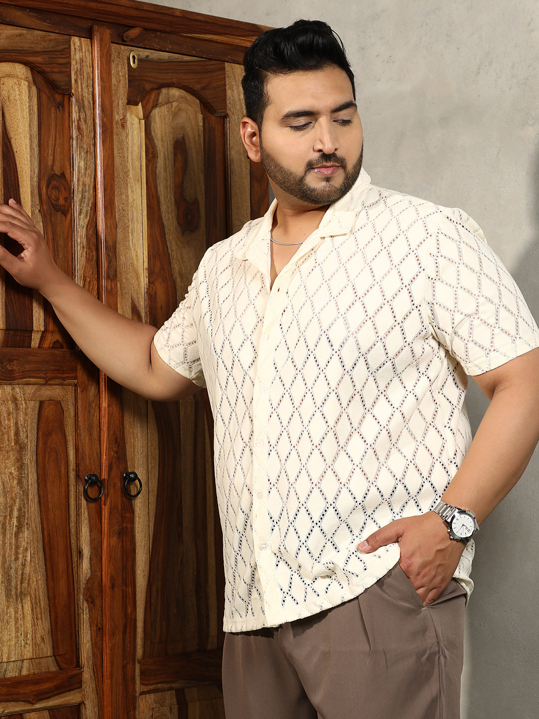 Argyle-Crochet Resort Shirt