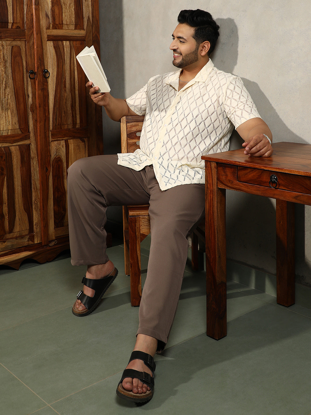 Argyle-Crochet Resort Shirt