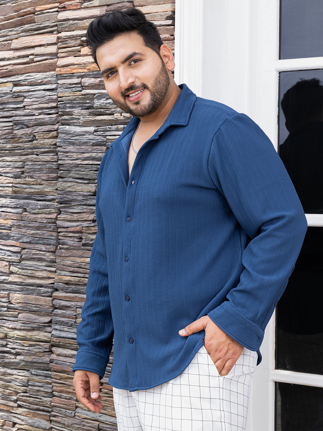 Chevron-Panel Tactile Shirt