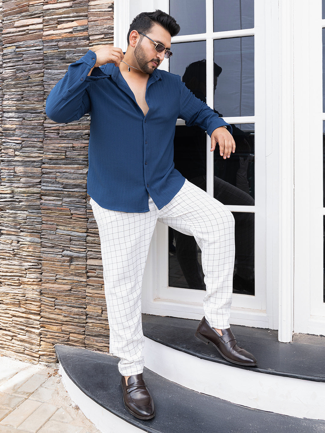 Chevron-Panel Tactile Shirt