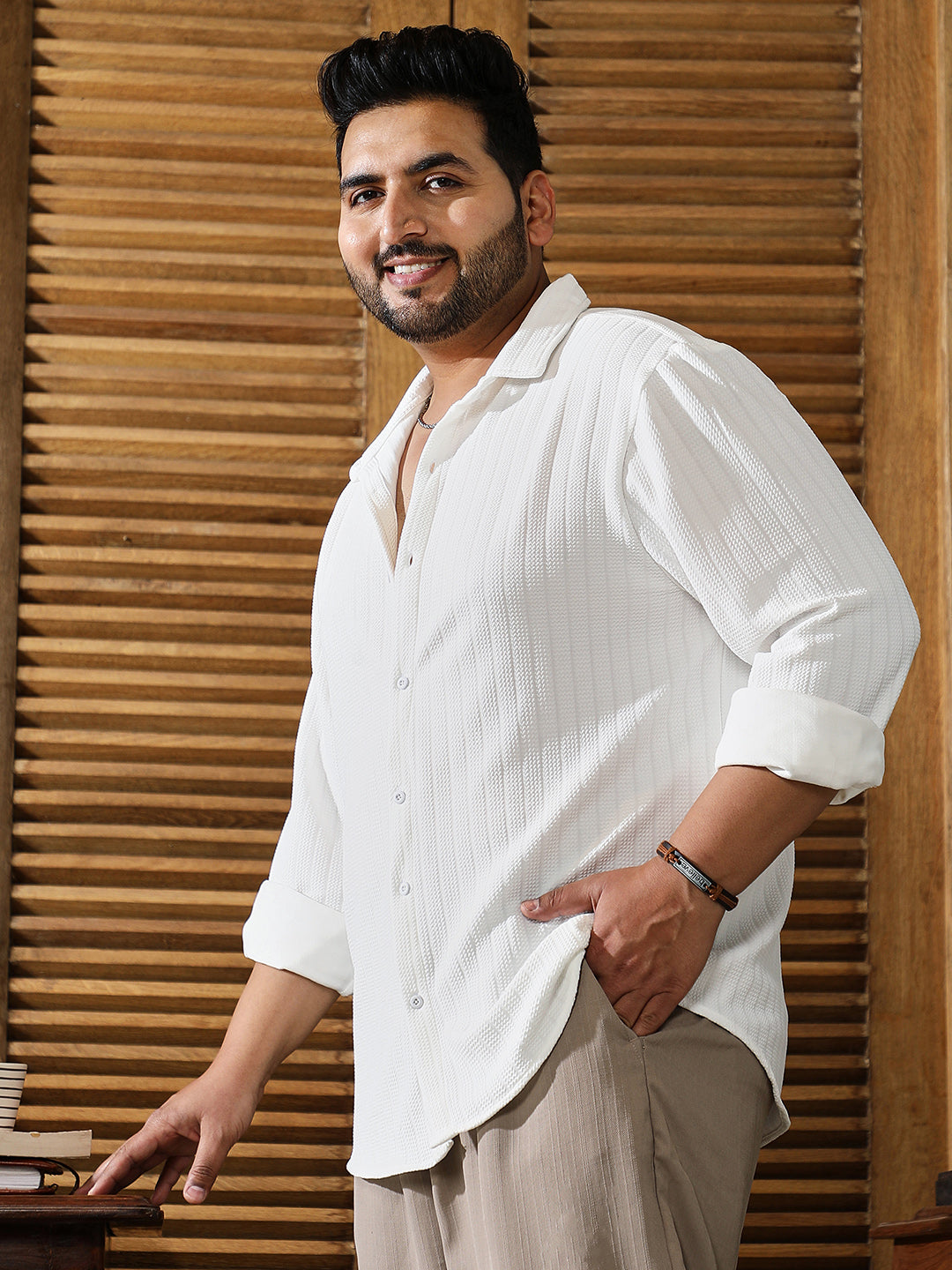 Chevron-Panel Tactile Shirt