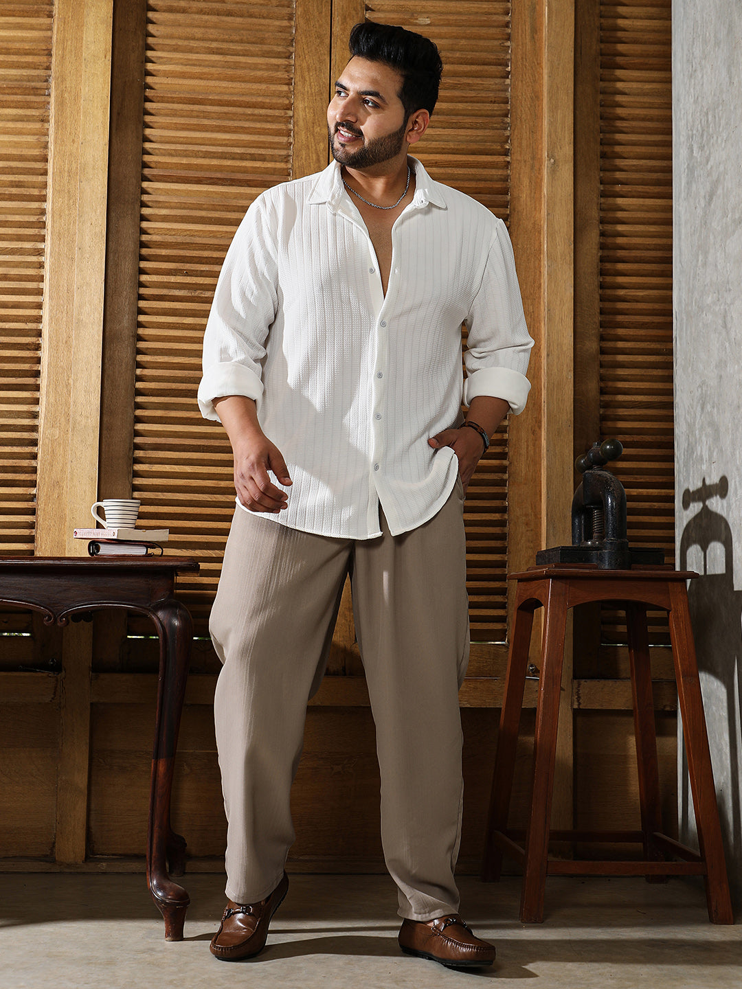 Chevron-Panel Tactile Shirt