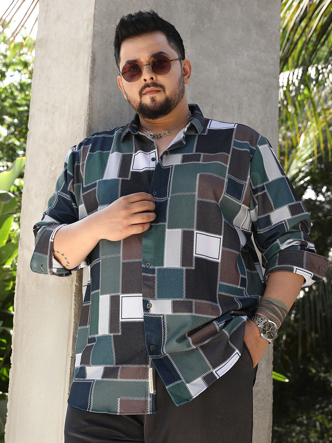 Patch-Stitch Imprint Shirt