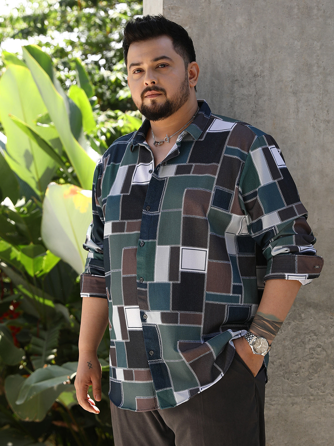 Patch-Stitch Imprint Shirt