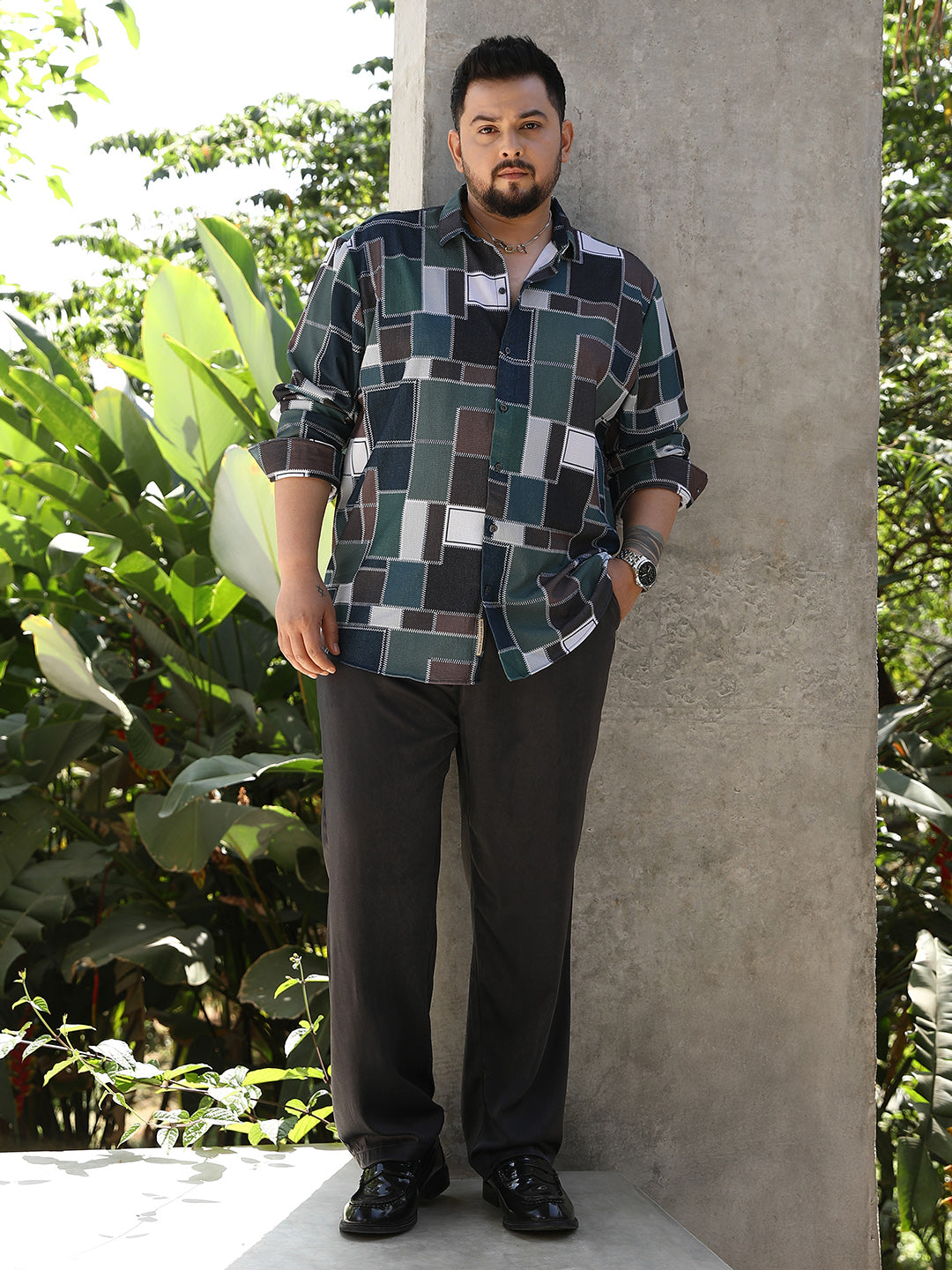 Patch-Stitch Imprint Shirt