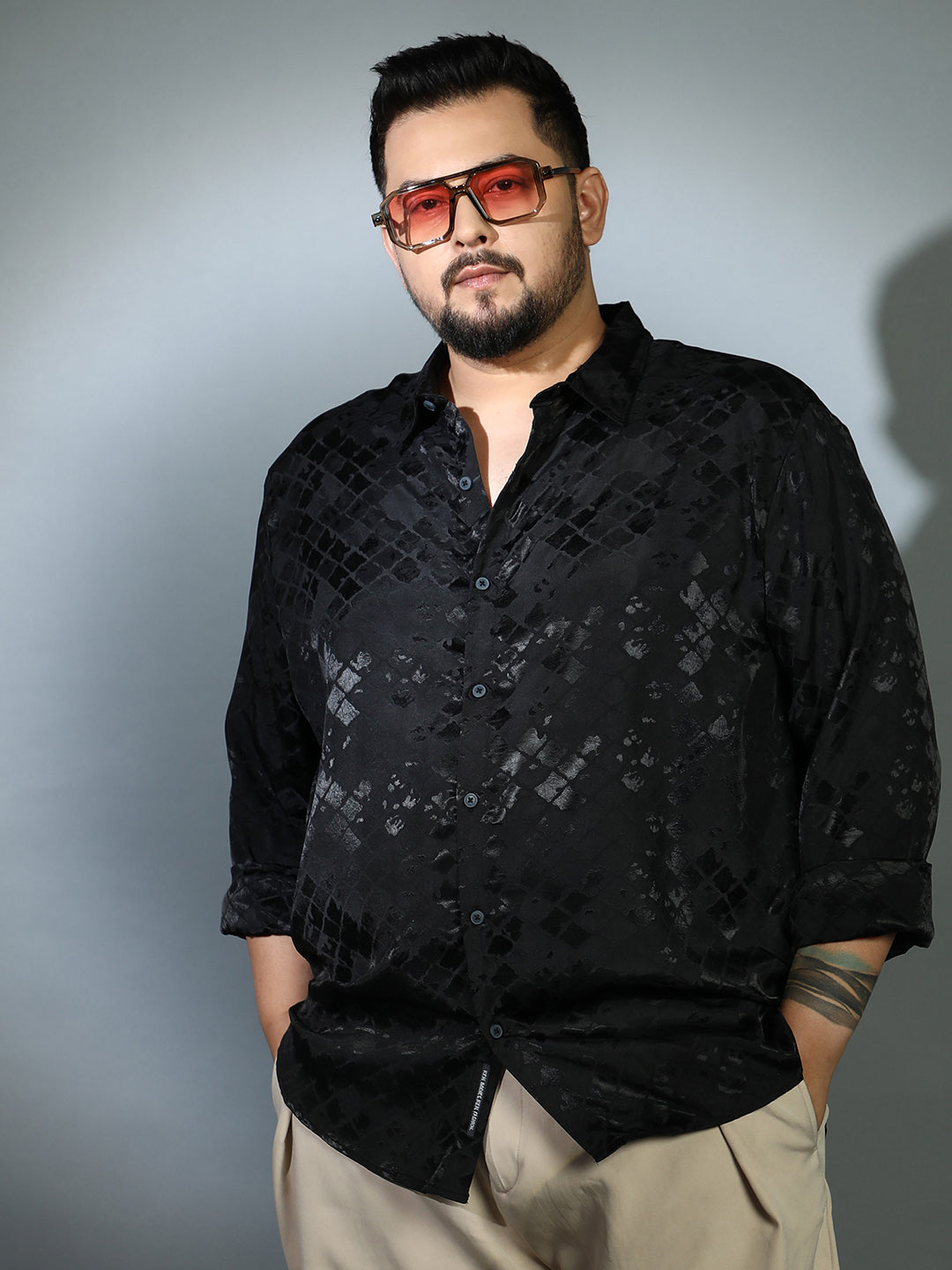 Noir-Cubic Textured Shirt