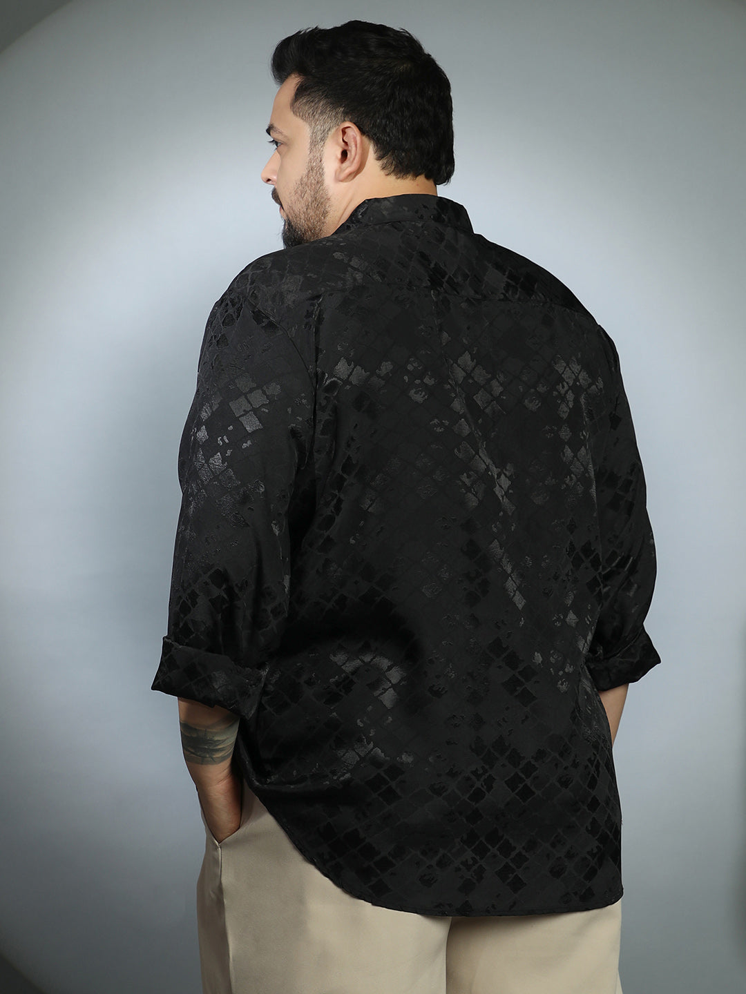 Noir-Cubic Textured Shirt