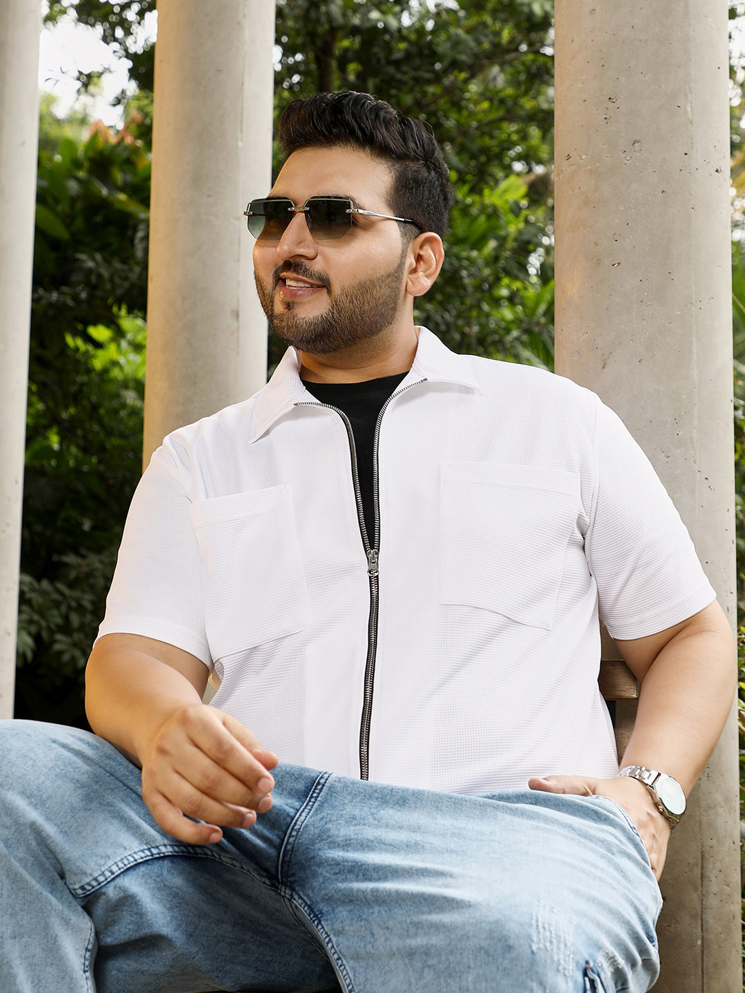 Waffle-Utility Oversized Shirt