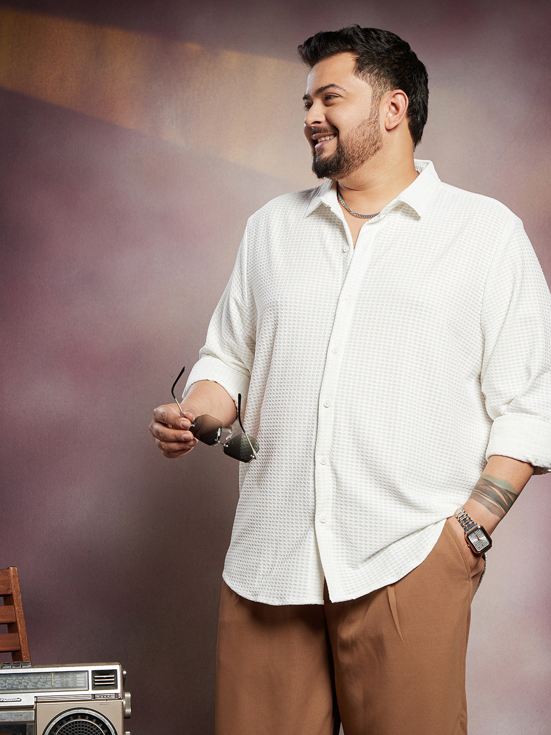 Hive-Weave Textured Shirt