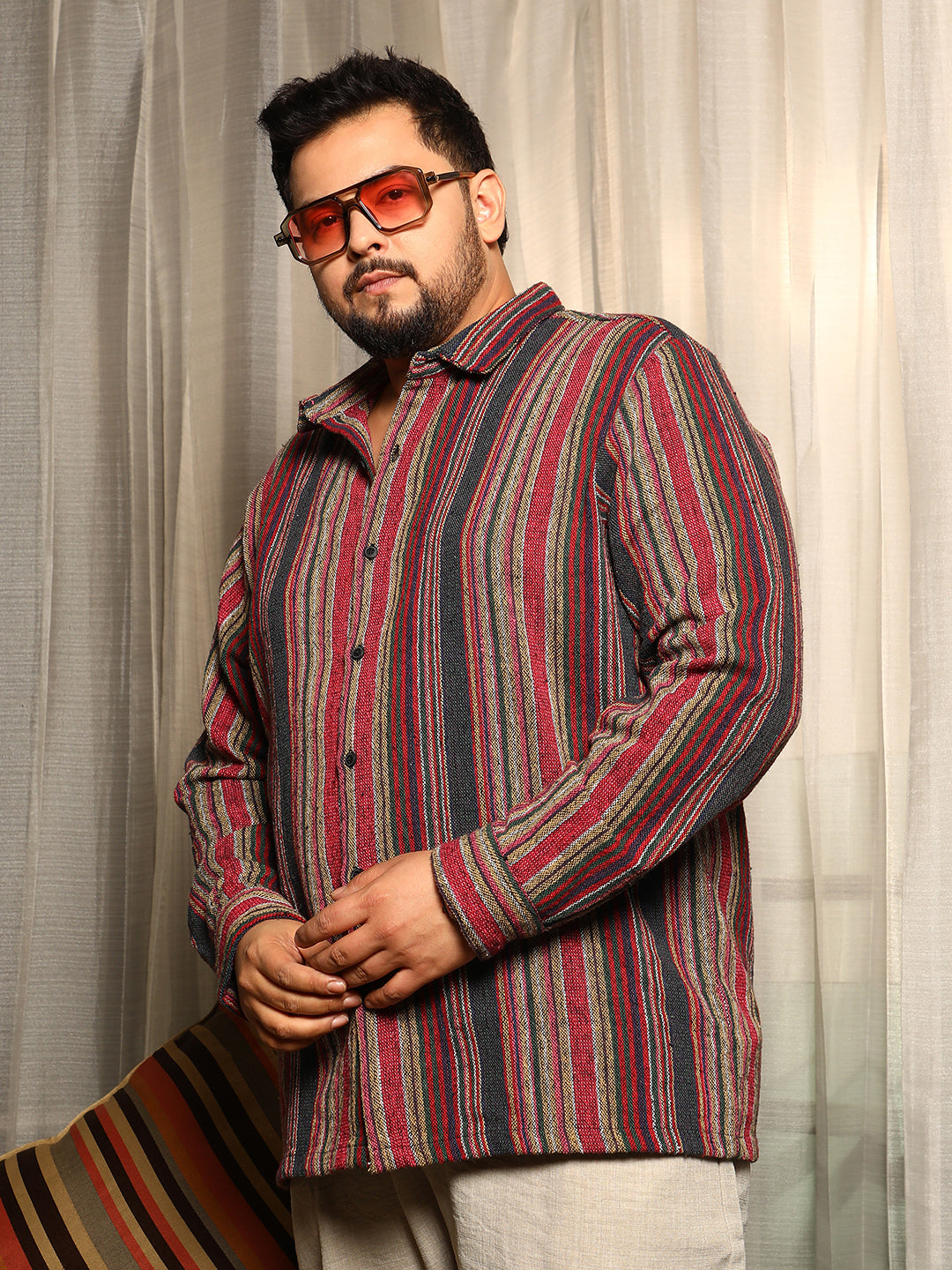 Multitrack-Striped Woven Shirt